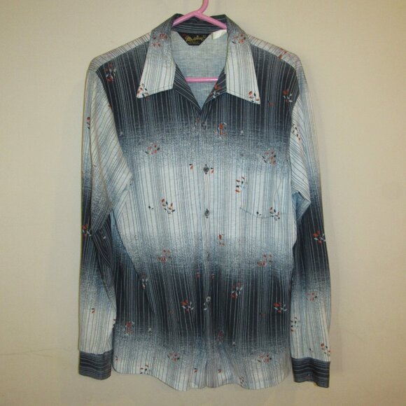 Vintage Mr Jan Leisure Shirt sz L Point Collar Made in California Stripe Disco - Picture 1 of 5